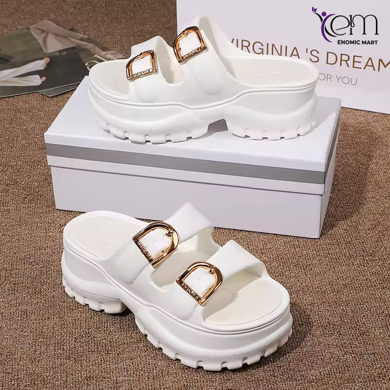 Customizable Ultra Soft Summer Beach Sandals Women New Thick-Soled Height Increasing Slippers EVA Anti-Slip Outdoor Features