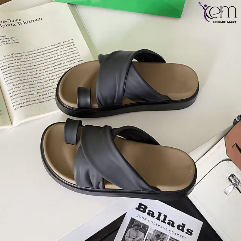 2025 Summer New Beach Outer Wear Cross-Strap Fashionable Custom Casual Sandals Women's Thick-Soled Slip-On Slippers Slides