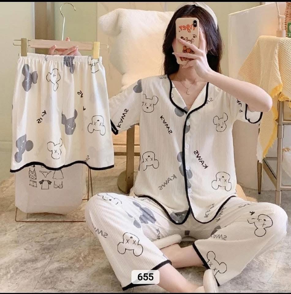 Hot Selling New Women's Three-Piece Lace Pajamas Set