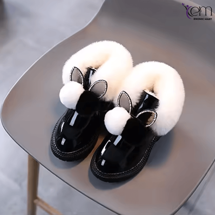 Winter New Children's Snow Boots Fashion Sweet Round Head Girls Short Boots Plus Velvet Warm Children's Cotton Boots