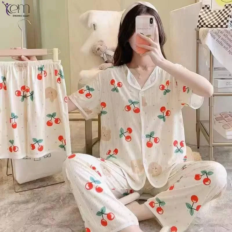 New Style Floral Cotton Nightgown Set for Women